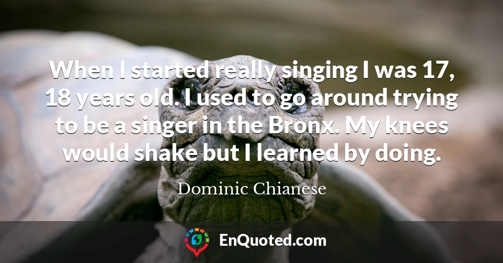 When I started really singing I was 17, 18 years old. I used to go around trying to be a singer in the Bronx. My knees would shake but I learned by doing.