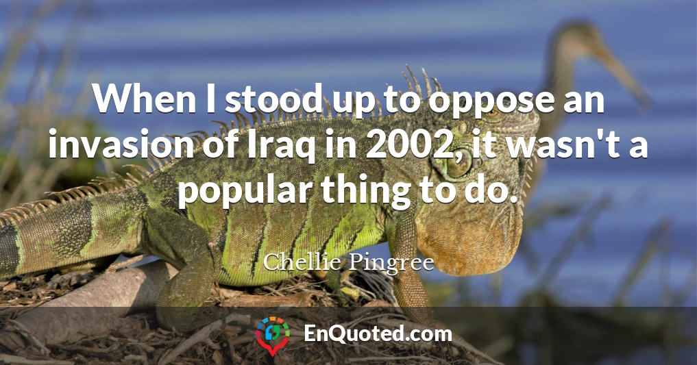 When I stood up to oppose an invasion of Iraq in 2002, it wasn't a popular thing to do.