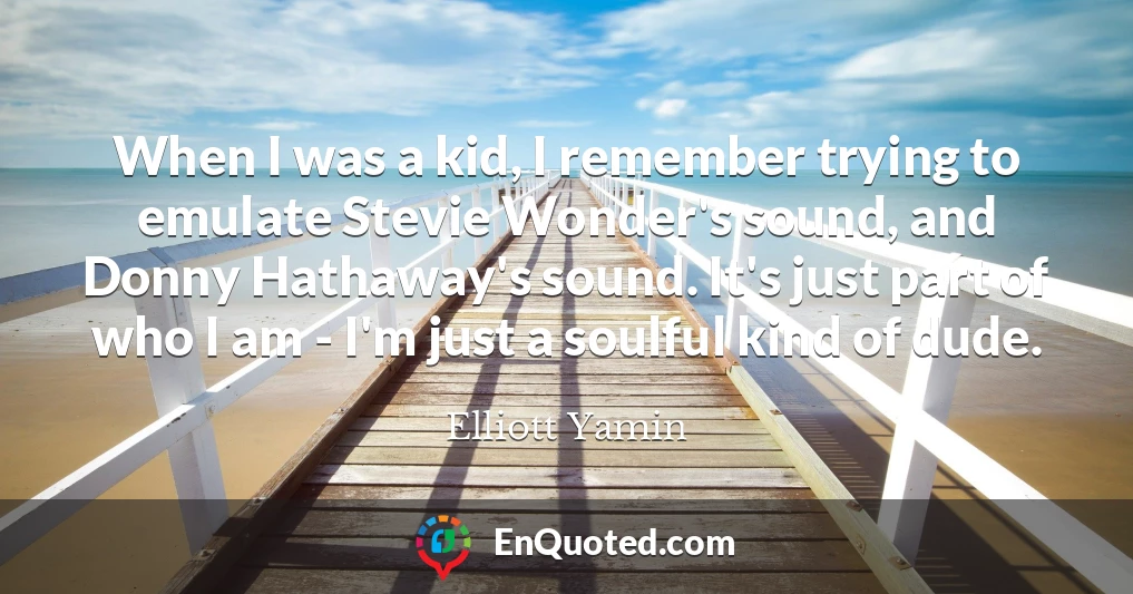 When I was a kid, I remember trying to emulate Stevie Wonder's sound, and Donny Hathaway's sound. It's just part of who I am - I'm just a soulful kind of dude.