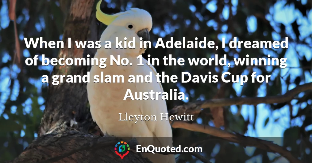 When I was a kid in Adelaide, I dreamed of becoming No. 1 in the world, winning a grand slam and the Davis Cup for Australia.