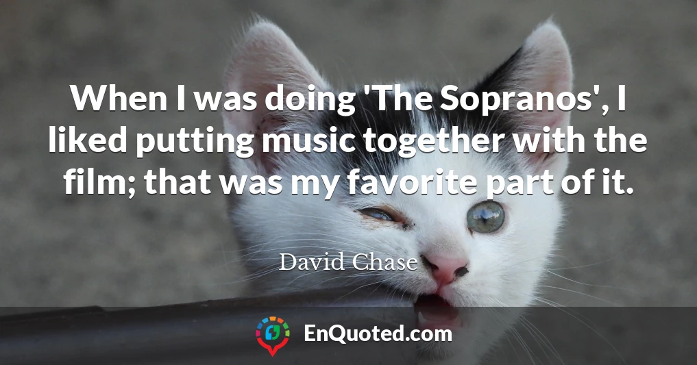 When I was doing 'The Sopranos', I liked putting music together with the film; that was my favorite part of it.
