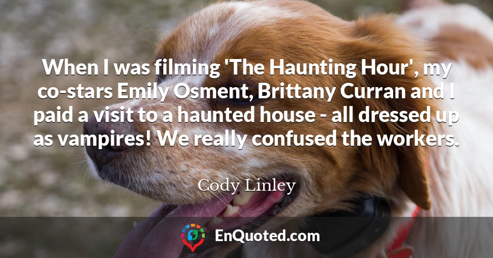 When I was filming 'The Haunting Hour', my co-stars Emily Osment, Brittany Curran and I paid a visit to a haunted house - all dressed up as vampires! We really confused the workers.