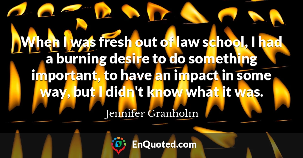 When I was fresh out of law school, I had a burning desire to do something important, to have an impact in some way, but I didn't know what it was.