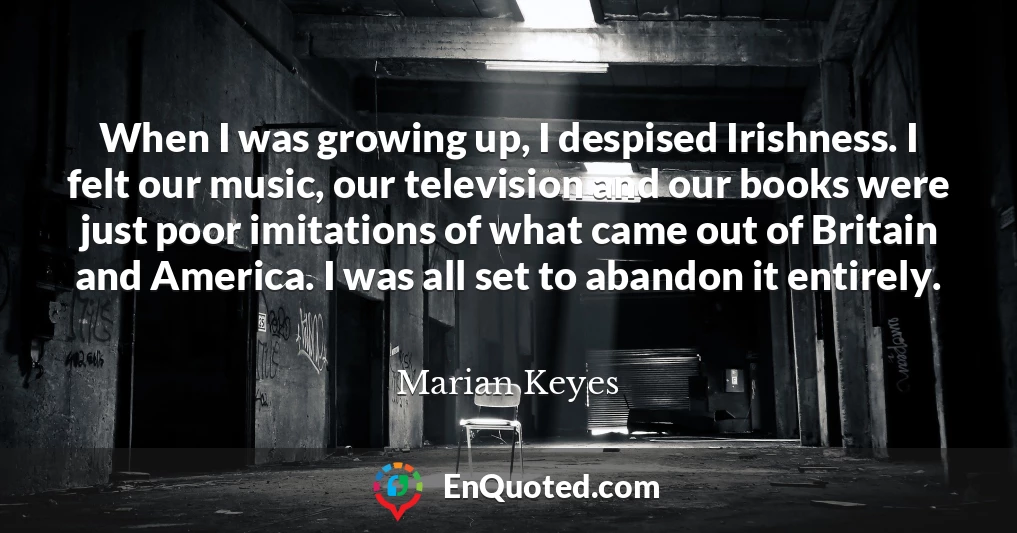 When I was growing up, I despised Irishness. I felt our music, our television and our books were just poor imitations of what came out of Britain and America. I was all set to abandon it entirely.