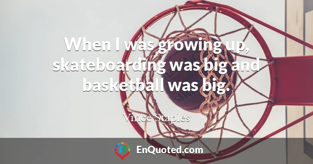 When I was growing up, skateboarding was big and basketball was big.