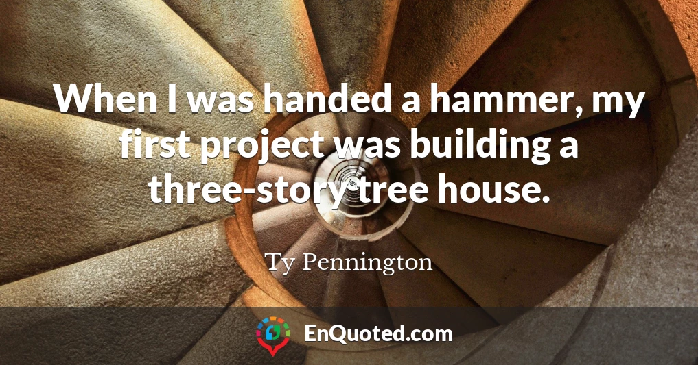 When I was handed a hammer, my first project was building a three-story tree house.