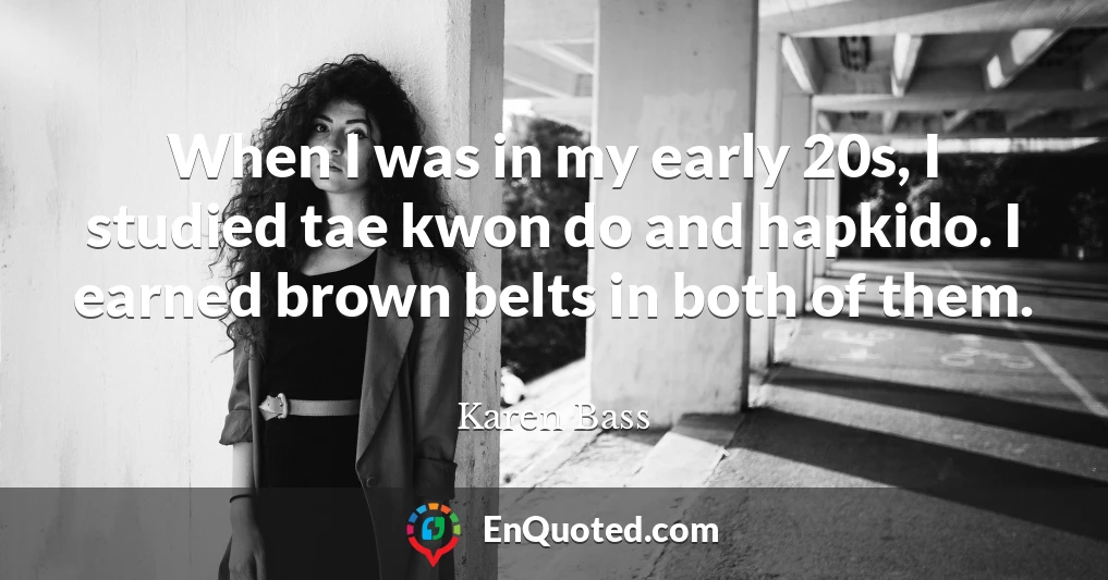 When I was in my early 20s, I studied tae kwon do and hapkido. I earned brown belts in both of them.