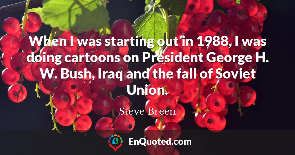 When I was starting out in 1988, I was doing cartoons on President George H. W. Bush, Iraq and the fall of Soviet Union.