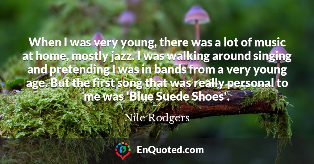 When I was very young, there was a lot of music at home, mostly jazz. I was walking around singing and pretending I was in bands from a very young age. But the first song that was really personal to me was 'Blue Suede Shoes'.