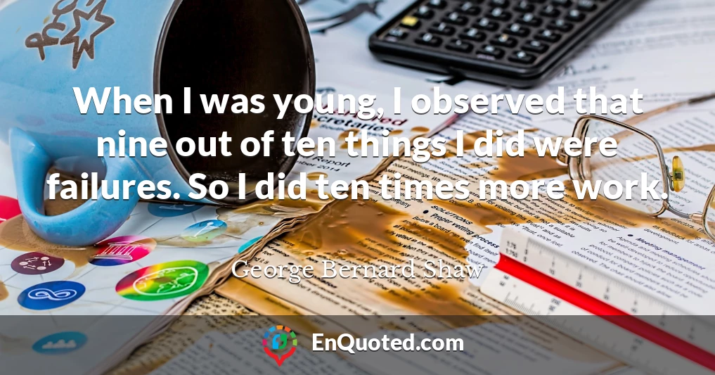 When I was young, I observed that nine out of ten things I did were failures. So I did ten times more work.