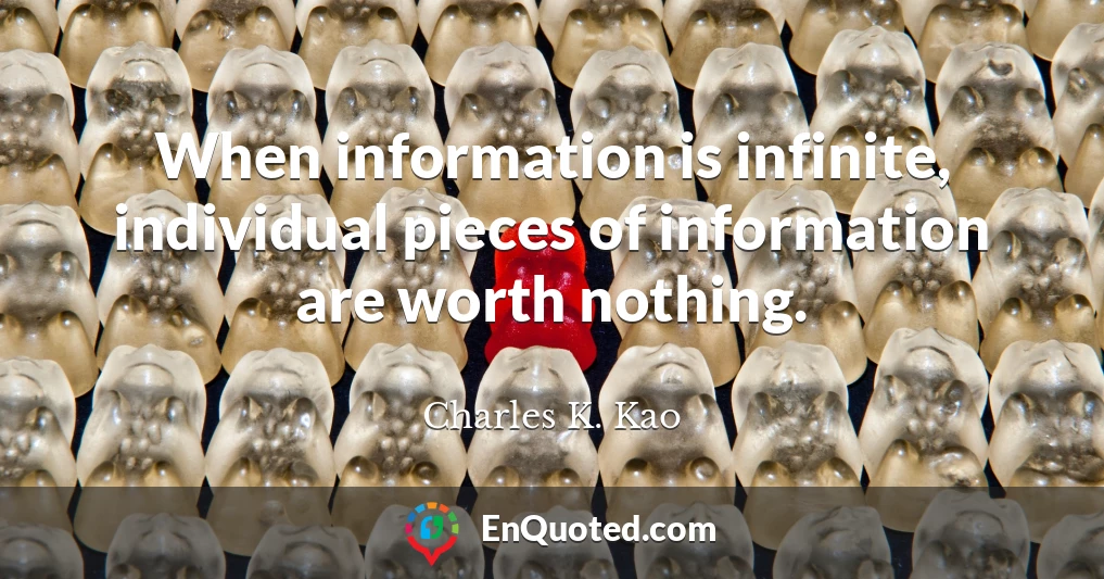 When information is infinite, individual pieces of information are worth nothing.