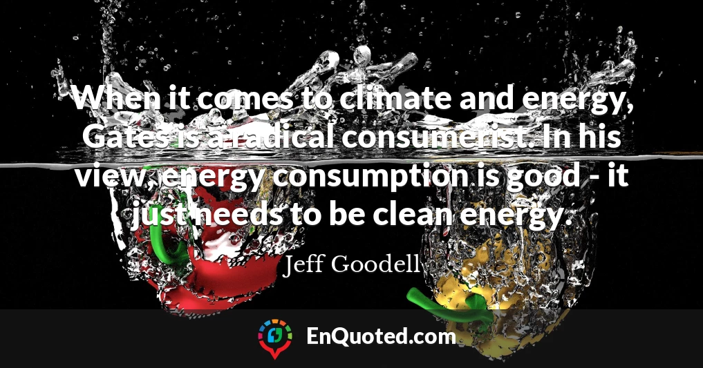 When it comes to climate and energy, Gates is a radical consumerist. In his view, energy consumption is good - it just needs to be clean energy.