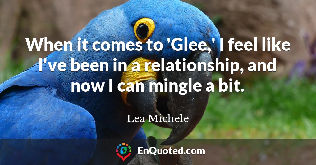 When it comes to 'Glee,' I feel like I've been in a relationship, and now I can mingle a bit.