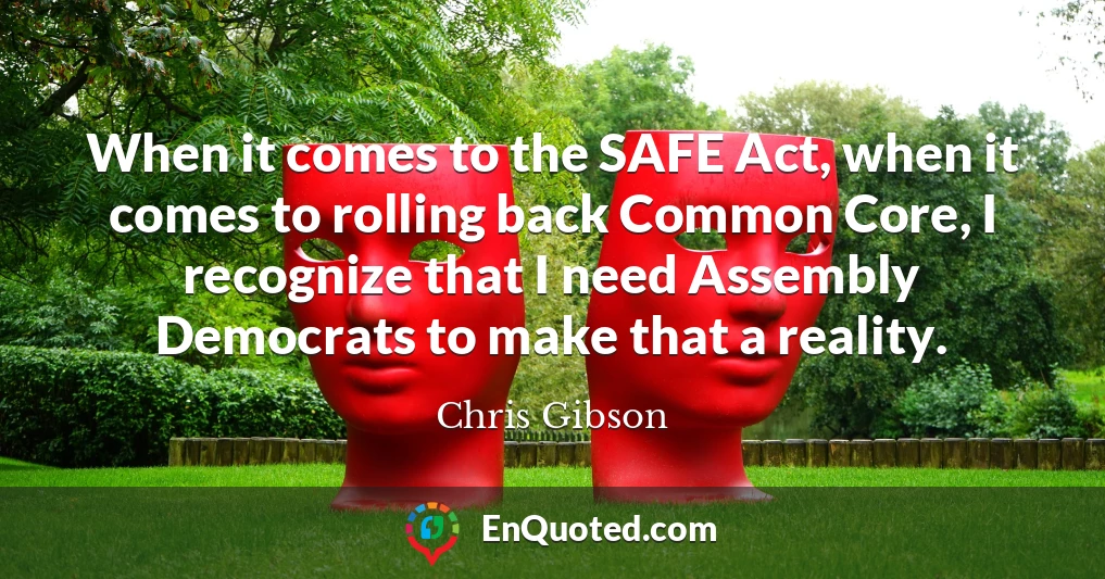 When it comes to the SAFE Act, when it comes to rolling back Common Core, I recognize that I need Assembly Democrats to make that a reality.