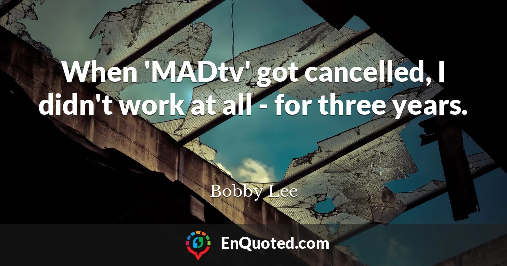 When 'MADtv' got cancelled, I didn't work at all - for three years.