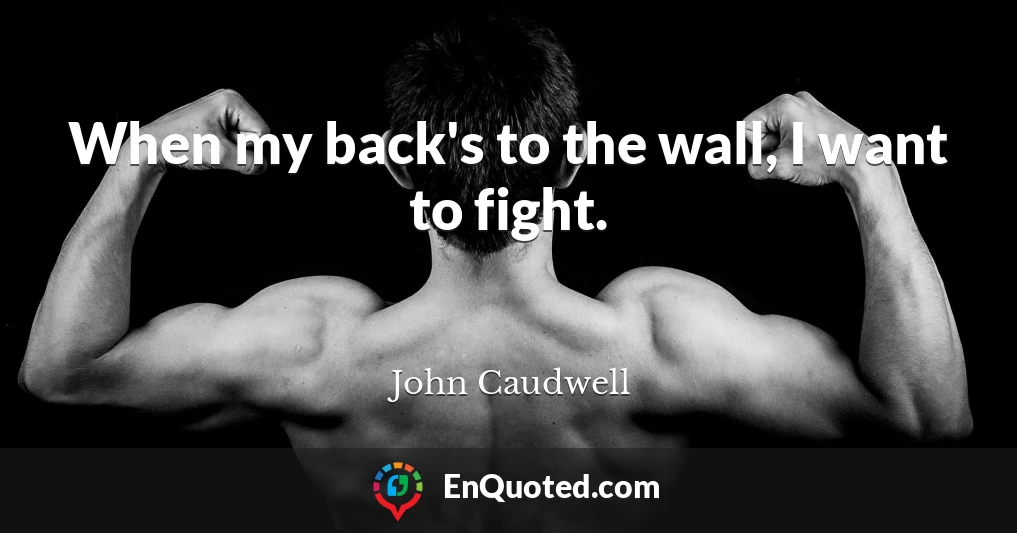 When my back's to the wall, I want to fight.