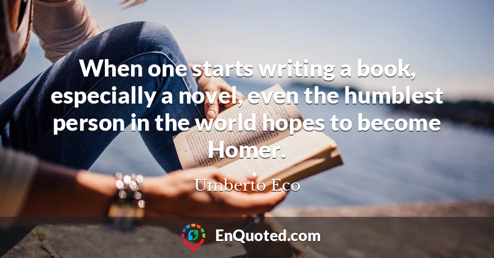 When one starts writing a book, especially a novel, even the humblest person in the world hopes to become Homer.