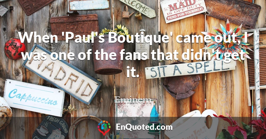When 'Paul's Boutique' came out, I was one of the fans that didn't get it.