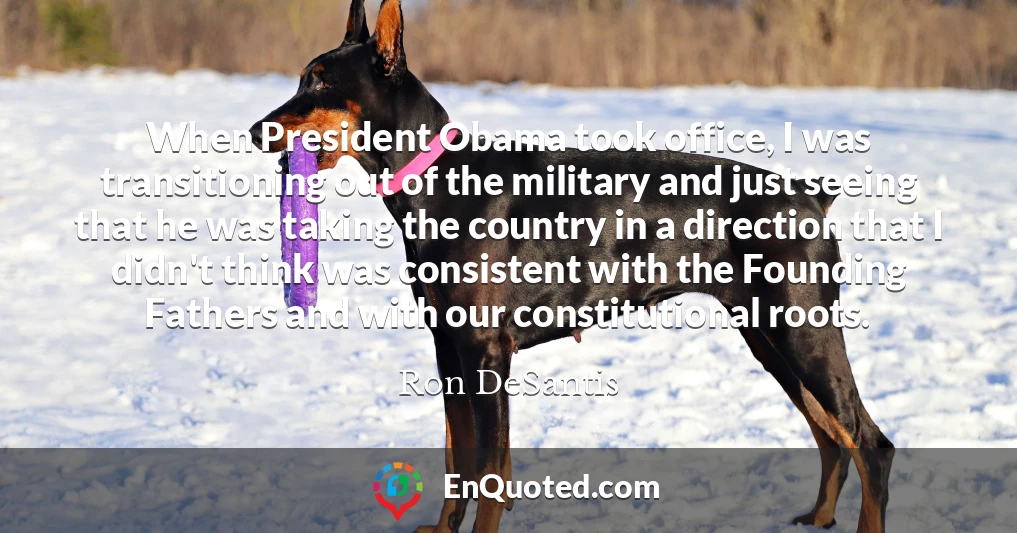 When President Obama took office, I was transitioning out of the military and just seeing that he was taking the country in a direction that I didn't think was consistent with the Founding Fathers and with our constitutional roots.