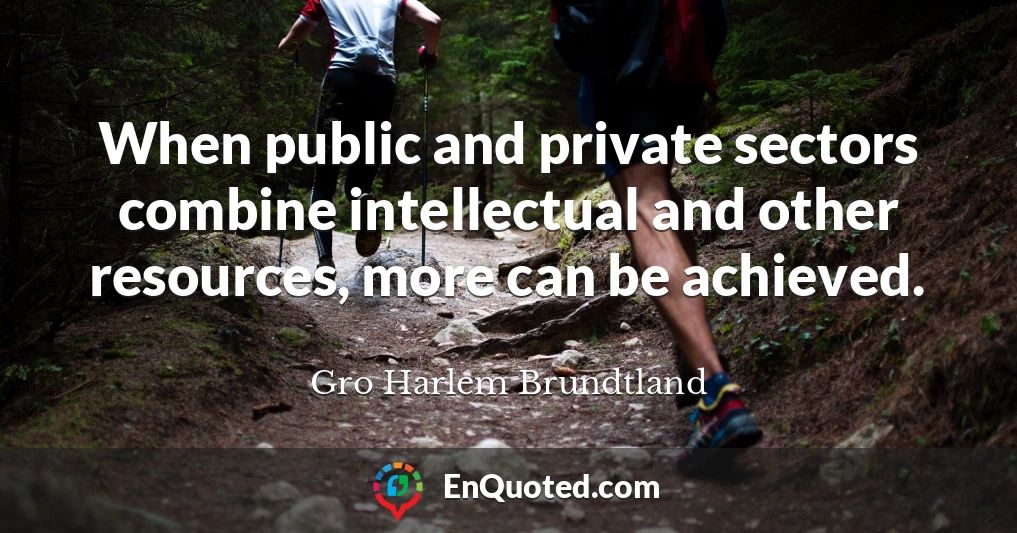 When public and private sectors combine intellectual and other resources, more can be achieved.