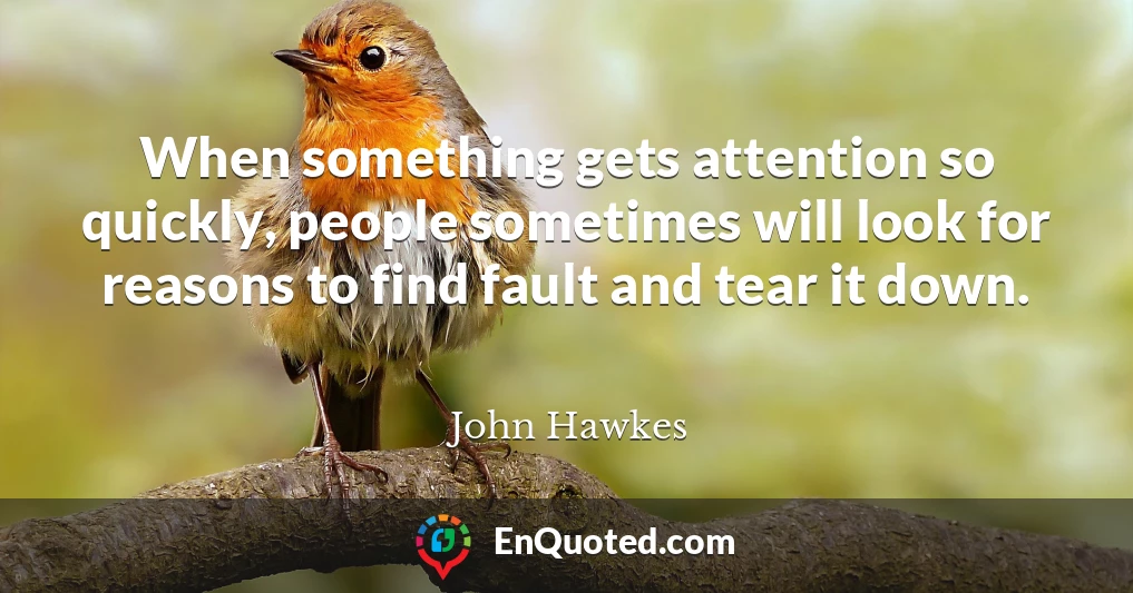 When something gets attention so quickly, people sometimes will look for reasons to find fault and tear it down.