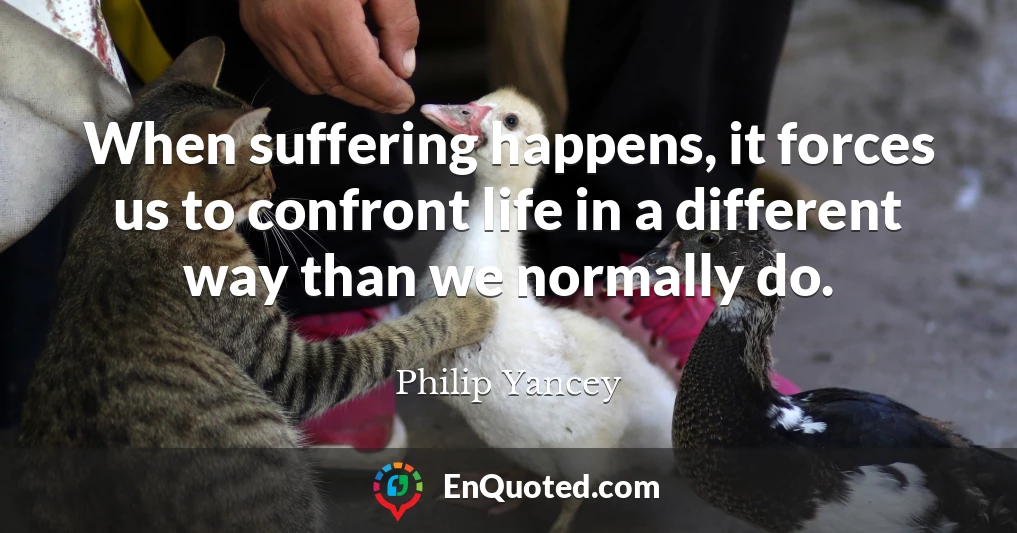 When suffering happens, it forces us to confront life in a different way than we normally do.