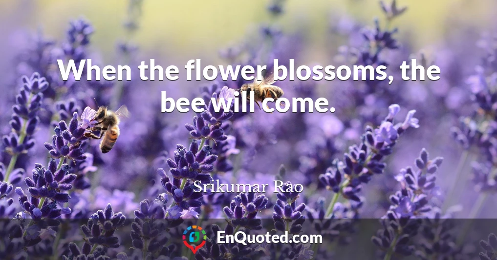 When the flower blossoms, the bee will come.