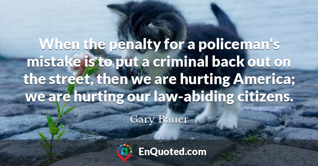 When the penalty for a policeman's mistake is to put a criminal back out on the street, then we are hurting America; we are hurting our law-abiding citizens.