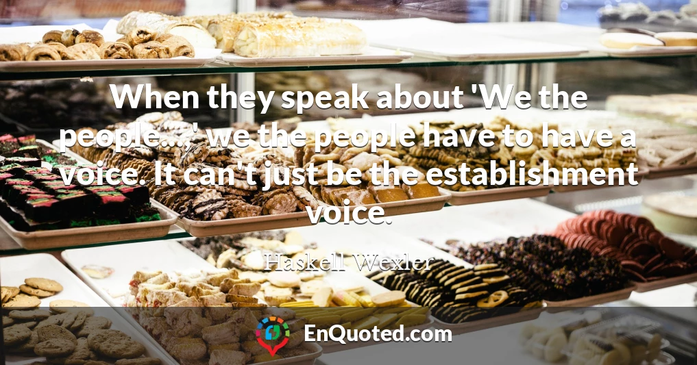 When they speak about 'We the people...,' we the people have to have a voice. It can't just be the establishment voice.