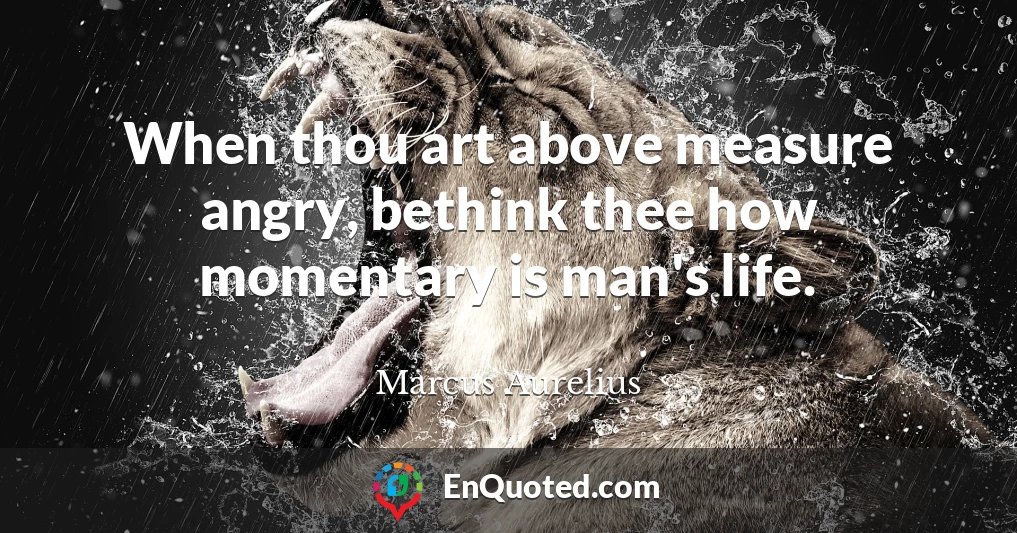 When thou art above measure angry, bethink thee how momentary is man's life.