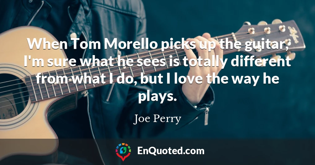 When Tom Morello picks up the guitar, I'm sure what he sees is totally different from what I do, but I love the way he plays.