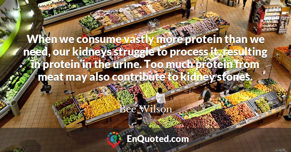 When we consume vastly more protein than we need, our kidneys struggle to process it, resulting in protein in the urine. Too much protein from meat may also contribute to kidney stones.