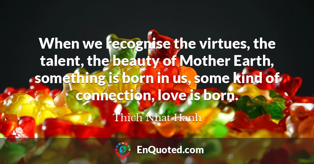 When we recognise the virtues, the talent, the beauty of Mother Earth, something is born in us, some kind of connection, love is born.