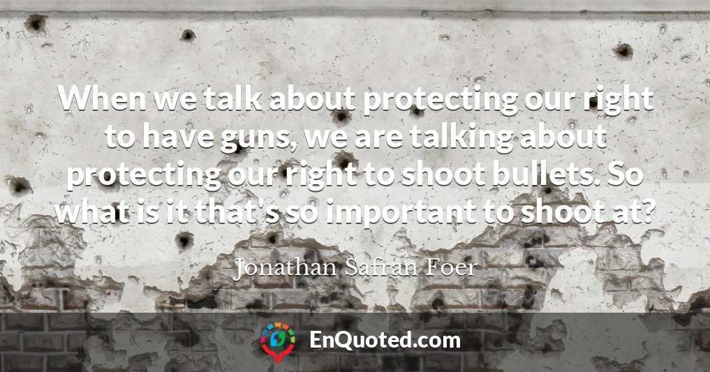 When we talk about protecting our right to have guns, we are talking about protecting our right to shoot bullets. So what is it that's so important to shoot at?