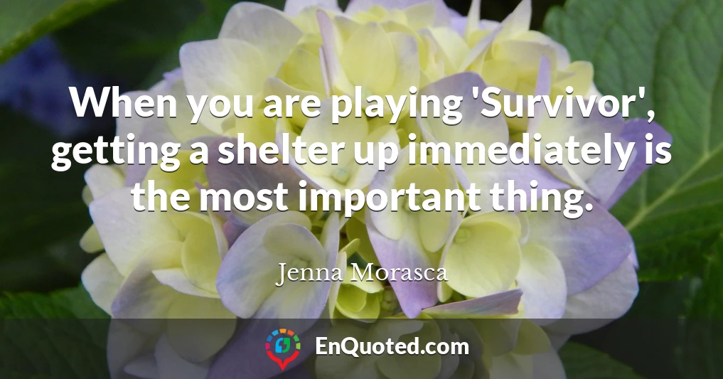 When you are playing 'Survivor', getting a shelter up immediately is the most important thing.