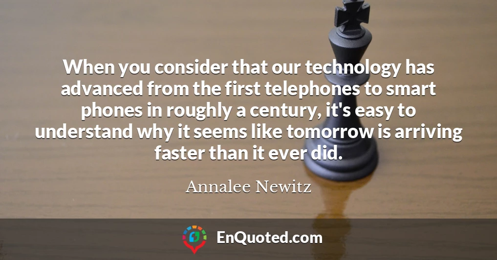 When you consider that our technology has advanced from the first telephones to smart phones in roughly a century, it's easy to understand why it seems like tomorrow is arriving faster than it ever did.