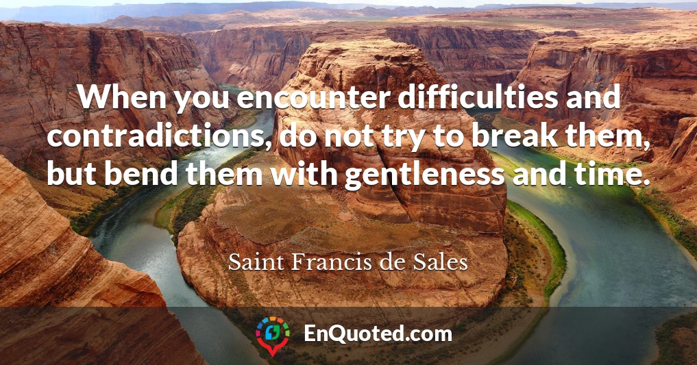 When you encounter difficulties and contradictions, do not try to break them, but bend them with gentleness and time.