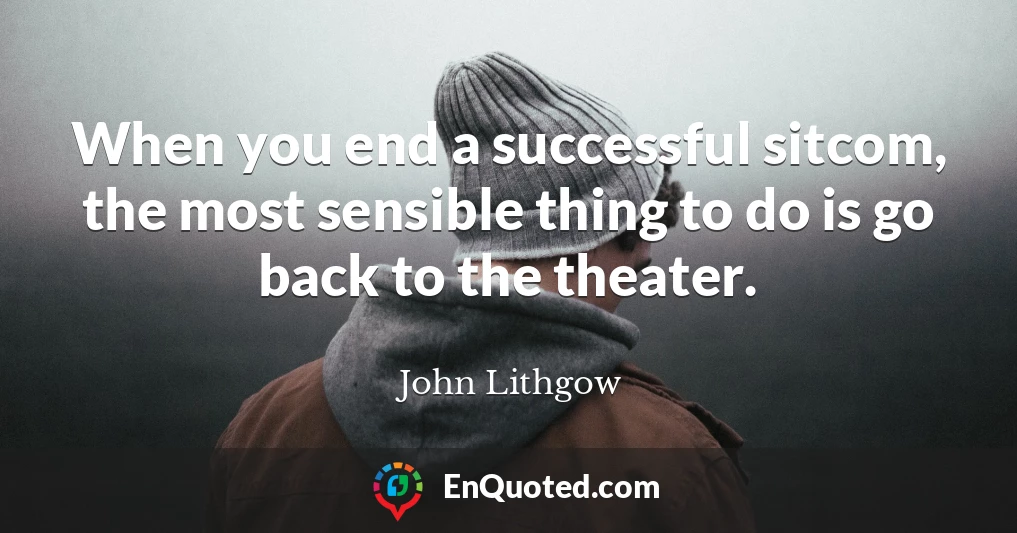 When you end a successful sitcom, the most sensible thing to do is go back to the theater.