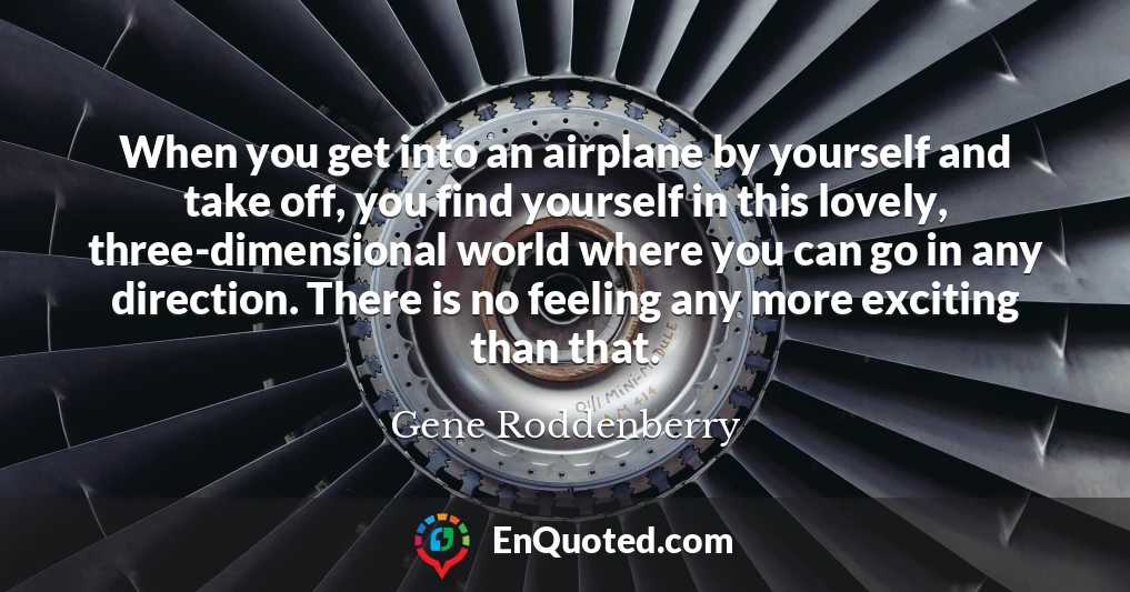 When you get into an airplane by yourself and take off, you find yourself in this lovely, three-dimensional world where you can go in any direction. There is no feeling any more exciting than that.