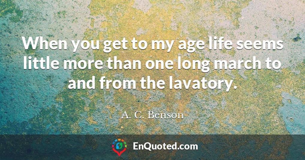 When you get to my age life seems little more than one long march to and from the lavatory.