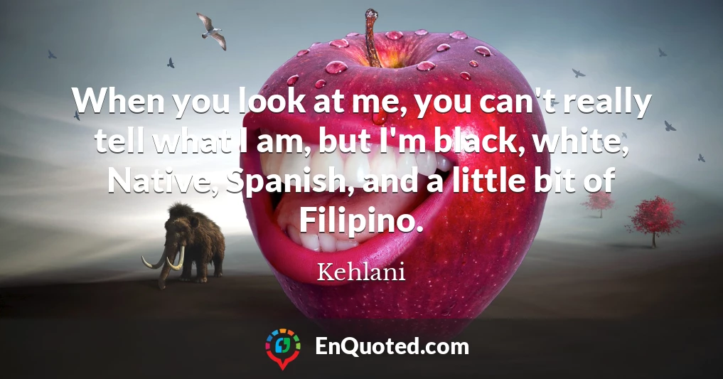 When you look at me, you can't really tell what I am, but I'm black, white, Native, Spanish, and a little bit of Filipino.