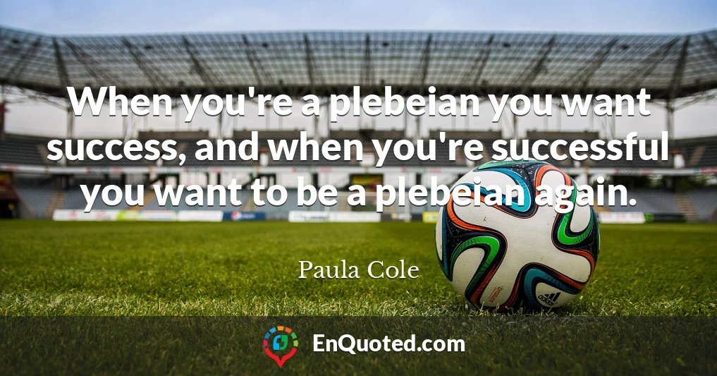 When you're a plebeian you want success, and when you're successful you want to be a plebeian again.