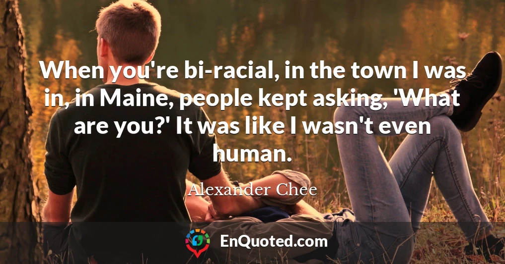 When you're bi-racial, in the town I was in, in Maine, people kept asking, 'What are you?' It was like I wasn't even human.