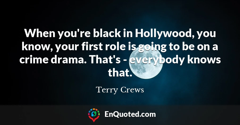 When you're black in Hollywood, you know, your first role is going to be on a crime drama. That's - everybody knows that.