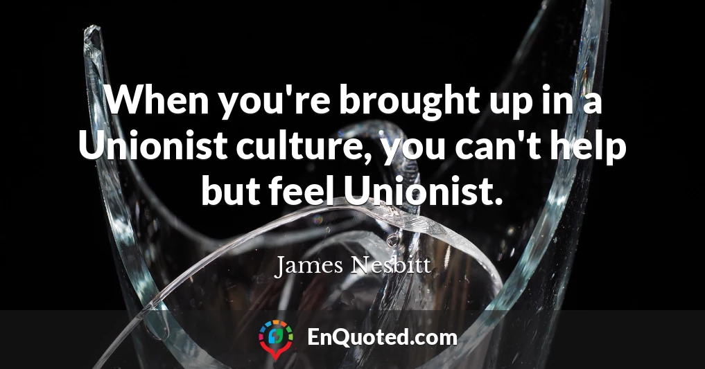 When you're brought up in a Unionist culture, you can't help but feel Unionist.
