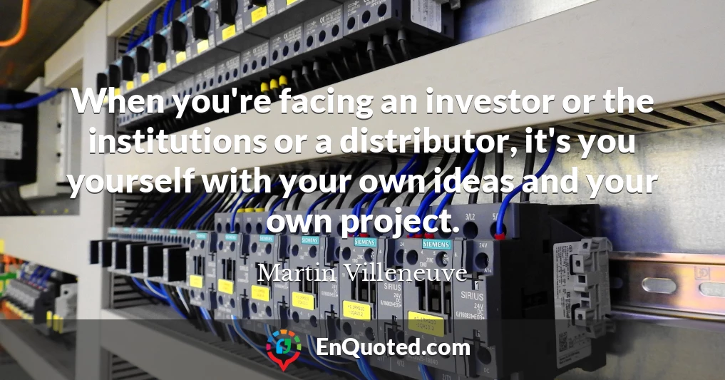 When you're facing an investor or the institutions or a distributor, it's you yourself with your own ideas and your own project.