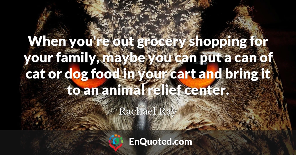 When you're out grocery shopping for your family, maybe you can put a can of cat or dog food in your cart and bring it to an animal relief center.