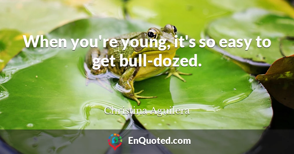 When you're young, it's so easy to get bull-dozed.