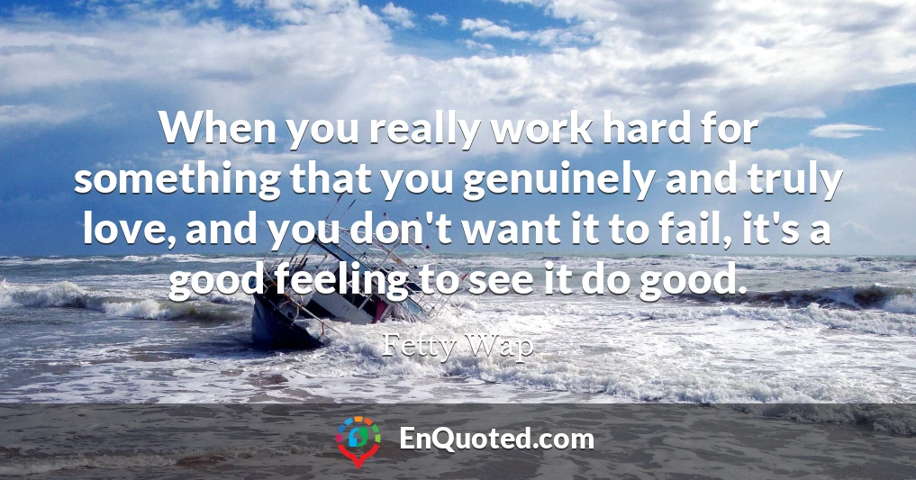 When you really work hard for something that you genuinely and truly love, and you don't want it to fail, it's a good feeling to see it do good.