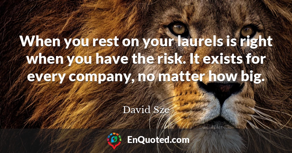 When you rest on your laurels is right when you have the risk. It exists for every company, no matter how big.
